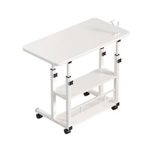 Table de chevet pliable et réglable en hauteur pour hôpital et famille, bureau mobile pour ordinateur portable avec rangement, MDF+Métal 60-90CM - Product Image 2