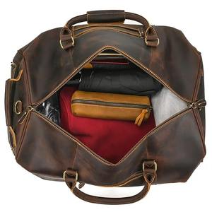 Sac de voyage week-end sport en cuir véritable durable personnalisé, doublure en polyester résistante à l'eau, fermeture éclair, réglable - Product Image 2