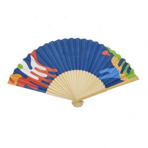Éventail pliant en bambou naturel personnalisable de 21 cm avec motif floral peint, cadeau d'affaires, artisanat en bambou - Product Image 4