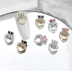 Accessoires de décoration d'ongles en forme de cœur 3D <span class=keywords><strong>avec</strong></span> strass en zircon, breloques en forme de cœur en zircon pour ongles - Product Image 3