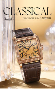 Reloj de Cuarzo Impermeable con Correa de Cuero y Diamantes de Imitación, Estilo Retro con Esfera Grande - Product Image 2