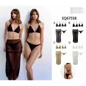 Ensemble bikini floral deux pièces pour femme, maillot de bain d'été, haut de bikini dos nu, bas taille haute à nouer sur les côtés, tailles S-XL, vente en gros SQ67558 - Product Image 1