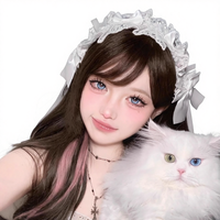Serre-tête Lolita Fashion DREAM FASHION de haute qualité avec nœud en cristal blanc et dentelle, élégant, style rétro français, pour fête, mignon, pour photos