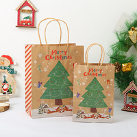 Sacs cadeaux de Noël en papier kraft recyclable imprimé avec poignée