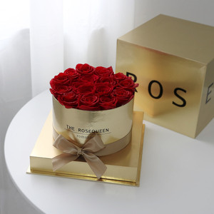 Ramo de <span class=keywords><strong>Flores</strong></span> Eternas de Plata Hecho a Mano, Rosas Reales <span class=keywords><strong>Preservadas</strong></span> en Cubo Dorado, Regalo de San Valentín o Cumpleaños para Enamorados y Novias - Product Image 5