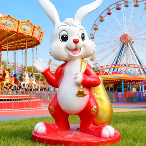 Antikes Finish Premium lebensgroße handgemachte süße Kaninchen Statue wetterfeste Harz Outdoor Garten Dekor Indoor Home Skulptur DIY - Product Image 2