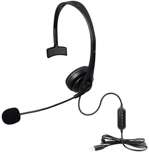 Wired Call Center Office Work Headphone With External Microphone USB Headset