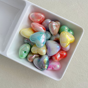 Abalorios sueltos electrochapados bicolor con degradado de nube de corazón para dijes de teléfono DIY y accesorios para pendientes de corazón de melocotón - Product Image 3