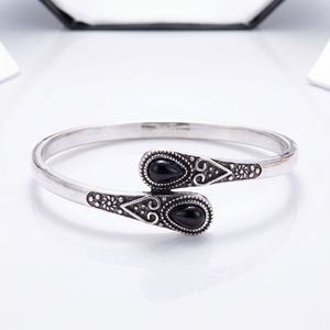 European Vintage <b>Adjustable</b> Alloy Cuff <b>Bracelet</b> Inlaid With Imitation Agate For Unisex Gift Jewelry - Product Image 2