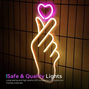 Finger Heart Letreros Neon LED indoor hanging ambient light shop <b>sign</b> wall decoration light entrance indicator light 5v 12v - Product Image 3