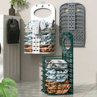 Panier de rangement pliable mural en PP pour salle de bain et buanderie, idéal pour la maison et les dortoirs