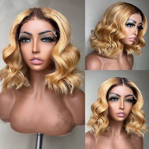 วาดคู่ก่อนถอน1B/27สีบลอนด์คลื่นสั้นบ๊อบวิก<span class=keywords><strong>ผม</strong></span>เต็มปลายสุขภาพมนุษย์<span class=keywords><strong>ผม</strong></span>สวิสลูกไม้ด้าน<span class=keywords><strong>หน้า</strong></span>วิกผม - Product Image 3