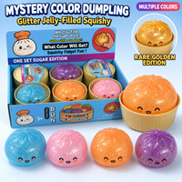 Jouet Squishy en forme de boulette à paillettes, rempli de gel de pectine, couleur mystère, avec boîte de présentation pour cadeaux de fête