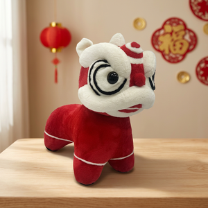 Juguete de Peluche de León Rojo y Blanco con Ojos Negros y Diseño Tradicional - Product Image 3