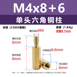 สตั๊ดทองเหลืองหกเหลี่ยมปลายเดียว M4 สำหรับงานอุตสาหกรรมทั่วไป - Product Image 5