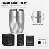Seau à glace en acier inoxydable 304 côtelé de 1,6 L, multicolore, plaqué sous vide, pour refroidir le vin et le champagne, idéal pour la maison, le bar, l'hôtel et les fêtes