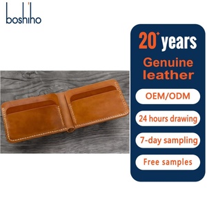 Portefeuille court pour homme Boshiho, durable, fait main, en cuir de vachette Crazy Horse, fin, pour poche avant, en cuir de vachette véritable. - Product Image 1