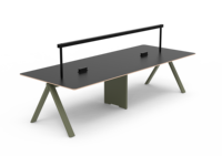 Table de bureau modulaire double poste de travail avec surface en MFC durable et cadre métallique, design moderne pour postes de travail pour 4 personnes