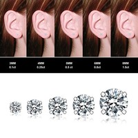 Boucles d'oreilles clous en zircone cubique transparente de 3-8 mm, hypoallergéniques, en acier inoxydable 316L, avec dos rond, pour piercing, vente en gros