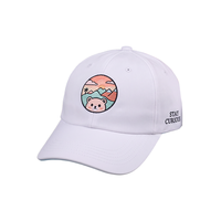 Casquette de baseball ajustable en coton bicolore blanc et bleu clair avec broderie d'ours mignon et paysage, pour femme