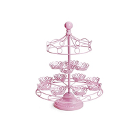 Accessoires d'ameublement de fête de mariage blanc fer métal arbre rotatif rotatif carrousel Cupcake présentoir