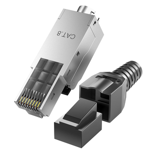 SAMZHE 1 Stück Cat8-Kabelstecker STP Abgeschirmter 8P8C RJ45 Modularer Stecker Werkzeugloser Anschluss Cat8 Keystone-Buchse LAN RJ45-Steckverbinder - Product Image 1