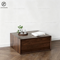 Table basse minimaliste en bois massif, carrée, avec rangement, table d'appoint pour les détaillants de boutiques