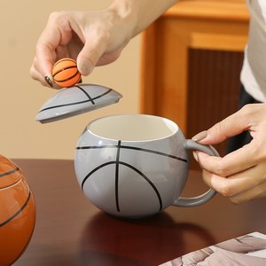 Ensemble de tasses à thé en forme de ballon de basket avec poignée et couvercle en forme de dôme, thème sportif, boîte cadeau pour les fêtes, la maison et les voyages - Product Image 4