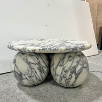 Socle rond en marbre au design moderne, table basse de salon de luxe en marbre naturel Calacatta Viola personnalisé
