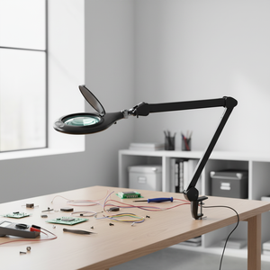 Custom Magnifying Desk Working Lamp with Clamp Mount Dimmable <b>LED</b> Illuminated <b>Light</b> for Work Soldering - Product Image 2