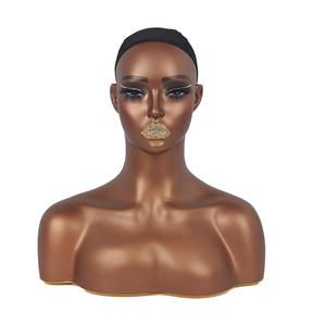 Vente en gros PVC <span class=keywords><strong>de</strong></span> haute qualité Glam Black réaliste femme afro-américaine perruque Manequine Mannequin tête avec épaule - Product Image 6