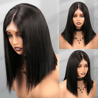 Perruque Bob Lace Front 2x6 HD en Cheveux Humains, avec Partie en T, Dentelle Suisse Transparente HD, Sans Colle
