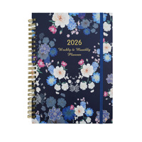 Agenda hebdomadaire 365 jours, carnet de notes A5, papier imprimé, reliure spirale à feuilles mobiles avec sangle, logo personnalisé