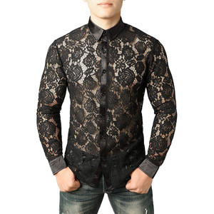 Robe Sexy en tulle à manches longues pour homme, tenue de soirée en dentelle florale, vêtement de Jazz - Product Image 2