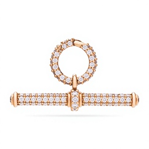 Colgante de Barra en T de Oro Amarillo de 14k con Diamante Cultivado en Laboratorio, Cierre Circular Pavé, Joyería Fina de Lujo, Hecho a Medida, para Boda, Compromiso, Unisex - Product Image 1