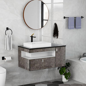 סט אביזרי אמבטיה שחור מט, סט 4 יח ', מתלי מגבת לחדר אמבטיה, מגבת לחלוק, מגבת לחלוק, מחזיק נייר טואלט - Product Image 4