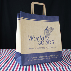 <span class=keywords><strong>Bolsa</strong></span> de <span class=keywords><strong>Papel</strong></span> Kraft Marrón para Compras, Regalos, Comida y Café, con Asa Redonda Plana, Personalizable con su Logotipo, MOQ Bajo - Product Image 6