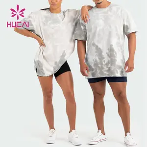 OEM定制标志新设计健身房重量级棉男士跑步健身健身房超大泵盖t恤扎染男女通用t恤