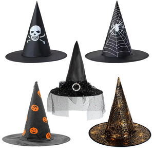 หมวกแม่มดแบบแขวนสีดำจำนวน12ชิ้นของตกแต่งปาร์ตี้ฮาโลวีนหมวกพ่อมดหนาสำหรับปาร์ตี้น่ากลัว - Product Image 6