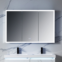 Kabinet Kamar Mandi LED Aluminium Persegi Panjang Modern Terbaru dengan Cermin Mandi Berlampu Sensor Gerak Bersertifikasi IP44 Standar AS