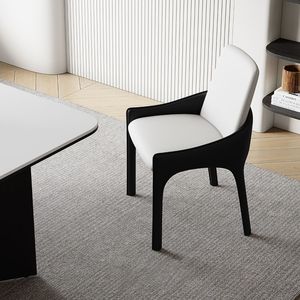 Italian Minimalist <b>Dining</b> <b>Chair</b> Black Backrest Saddle Leather Design Living Room Adult Use - Product Image 4