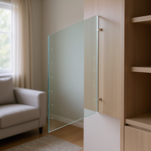 Panneau latéral en verre trempé 80x220 mm, 10 mm d'épaisseur, extra clair, pour armoires murales et autoportantes - Product Image 2