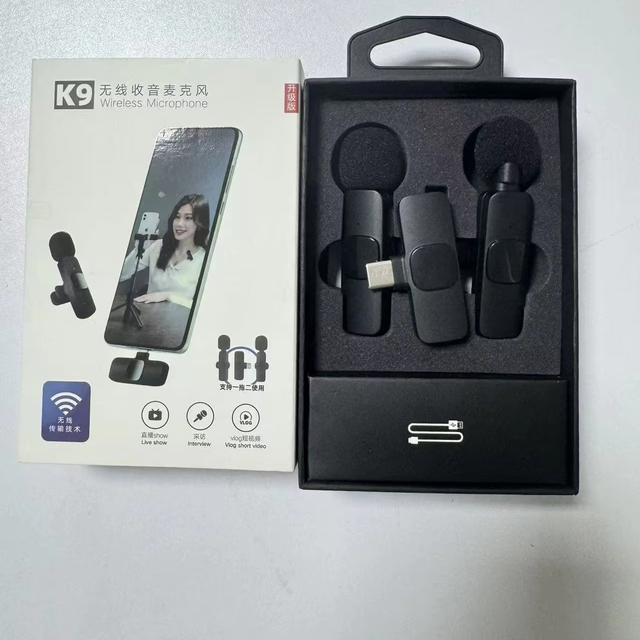 Professional Factory K9 Condenser Lapel Microphone Wireless Lavalier for iPhone Mini Video Recording Interviews Video Podcasts