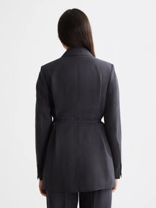 Blazer Corto Entallado de Mujer con Doble Abotonadura y Estampado de Pata de Gallo Gris – Chaqueta de Oficina y Eventos con Solapa Entallada - Product Image 4