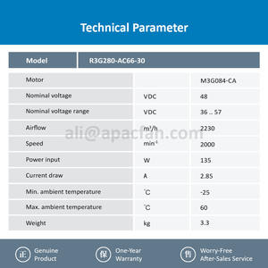 ebmpapst R3G280-AC66-30 48V DC 135W 2.85A 2000RPM 280mm Ball Bearing ODM/OEM Wind Power Precision <b>Air</b> <b>Conditioner</b> Centrifugal - Product Image 3