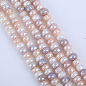 Collier de perles d'eau douce naturelles en gros de Zhuji, perles plates blanches de 9-10 mm, semi-finies, accessoires de bijoux DIY - Product Image 1