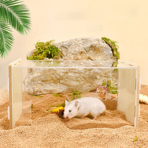 Maison Hidey pour hamster en acrylique transparent | Retraite anti-basculement pour hamsters syriens, nains et <span class=keywords><strong>roborovski</strong></span>, hérissons - Product Image 1