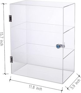 Tủ Trưng Bày Bằng Nhựa Acrylic Trong Suốt 3 Kệ Có Khóa, Hộp Trưng Bày Có Thể Khóa, Hộp Trưng Bày Có Khóa Để Sưu Tập - Product Image 4