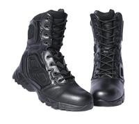 Bottes tactiques confortables légères à lacets en cuir noir avec fermeture éclair latérale bottes d'extérieur