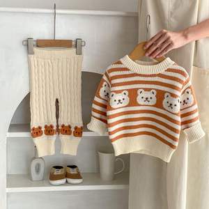Engepapa sonbahar boys 'çizgili ayı giysileri % 100% pamuk bebek kazak triko + pantolon <span class=keywords><strong>2</strong></span> parça Set moda bebek giysileri - Product Image 2